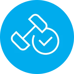 dumbell weight with a checkmark